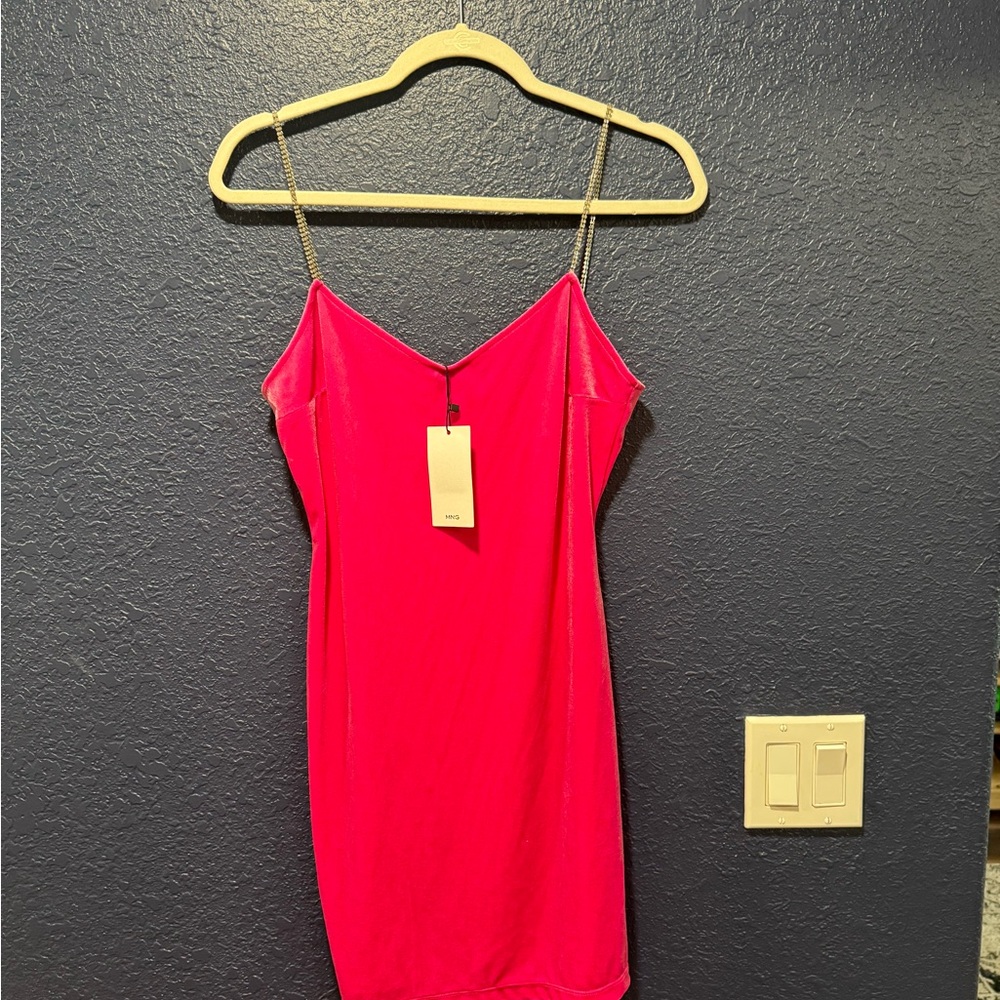 Mango Pink Slip Mini Dress Spaghetti Strap Cocktail